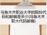 乌鲁木齐职业大学的院校代码和邮编是多少(乌鲁木齐职大代码邮编)