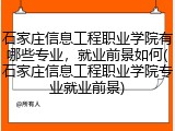 石家庄信息工程职业学院有哪些专业，就业前景如何(石家庄信息工程职业学院专业就业前景)