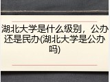 湖北大学是什么级别，公办还是民办(湖北大学是公办吗)