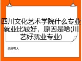 四川文化艺术学院什么专业就业比较好，原因是啥(川艺好就业专业)