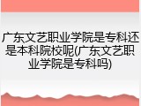 广东文艺职业学院是专科还是本科院校呢(广东文艺职业学院是专科吗)