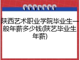 陕西艺术职业学院毕业生一般年薪多少钱(陕艺毕业生年薪)