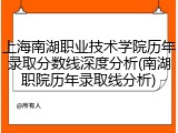 上海南湖职业技术学院历年录取分数线深度分析(南湖职院历年录取线分析)