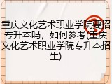 重庆文化艺术职业学院要招专升本吗，如何参考(重庆文化艺术职业学院专升本招生)