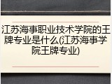 江苏海事职业技术学院的王牌专业是什么(江苏海事学院王牌专业)