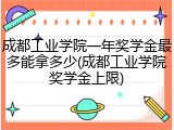 成都工业学院一年奖学金最多能拿多少(成都工业学院奖学金上限)