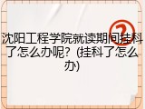 沈阳工程学院就读期间挂科了怎么办呢？(挂科了怎么办)