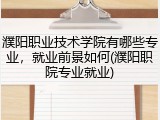 濮阳职业技术学院有哪些专业，就业前景如何(濮阳职院专业就业)