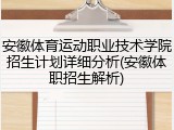 安徽体育运动职业技术学院招生计划详细分析(安徽体职招生解析)
