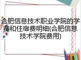 合肥信息技术职业学院的学费和住宿费明细(合肥信息技术学院费用)