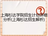 上海杉达学院招生计划详细分析(上海杉达招生解析)