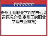 贵州工商职业学院的专业设置概况介绍(贵州工商职业学院专业概览)