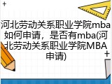 河北劳动关系职业学院mba如何申请，是否有mba(河北劳动关系职业学院MBA申请)