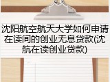 沈阳航空航天大学如何申请在读间的创业无息贷款(沈航在读创业贷款)