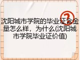 沈阳城市学院的毕业证含金量怎么样，为什么(沈阳城市学院毕业证价值)