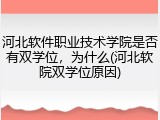 河北软件职业技术学院是否有双学位，为什么(河北软院双学位原因)