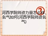 河西学院师资力量怎么样，名气如何(河西学院师资名气)