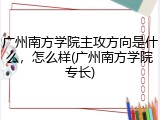 广州南方学院主攻方向是什么，怎么样(广州南方学院专长)