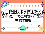 内江职业技术学院主攻方向是什么，怎么样(内江职院主攻方向)