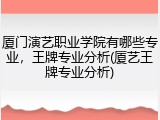 厦门演艺职业学院有哪些专业，王牌专业分析(厦艺王牌专业分析)