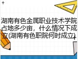 湖南有色金属职业技术学院占地多少亩，什么情况下成立(湖南有色职院何时成立)