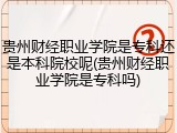 贵州财经职业学院是专科还是本科院校呢(贵州财经职业学院是专科吗)