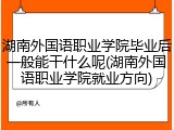 湖南外国语职业学院毕业后一般能干什么呢(湖南外国语职业学院就业方向)