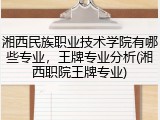 湘西民族职业技术学院有哪些专业，王牌专业分析(湘西职院王牌专业)