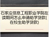 石家庄信息工程职业学院在读期间怎么申请助学贷款(在校生助学贷款)