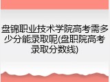 盘锦职业技术学院高考需多少分能录取呢(盘职院高考录取分数线)