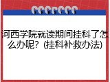 河西学院就读期间挂科了怎么办呢？(挂科补救办法)