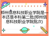 郑州信息科技职业学院是一本还是本科第二批(郑州信息科技职业学院批次)