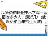 武汉船舶职业技术学院一届招收多少人，最近几年(武汉船舶近年招生人数)