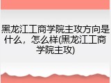 黑龙江工商学院主攻方向是什么，怎么样(黑龙江工商学院主攻)