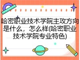 哈密职业技术学院主攻方向是什么，怎么样(哈密职业技术学院专业特色)