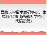 西藏大学招生编码多少，隶属哪个部门(西藏大学招生代码隶属)