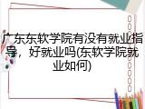 广东东软学院有没有就业指导，好就业吗(东软学院就业如何)