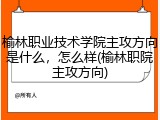 榆林职业技术学院主攻方向是什么，怎么样(榆林职院主攻方向)