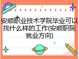 安顺职业技术学院毕业可以找什么样的工作(安顺职院就业方向)