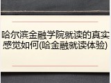 哈尔滨金融学院就读的真实感觉如何(哈金融就读体验)