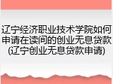 辽宁经济职业技术学院如何申请在读间的创业无息贷款(辽宁创业无息贷款申请)