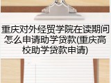 重庆对外经贸学院在读期间怎么申请助学贷款(重庆高校助学贷款申请)