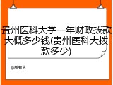 贵州医科大学一年财政拨款大概多少钱(贵州医科大拨款多少)