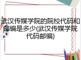 武汉传媒学院的院校代码和邮编是多少(武汉传媒学院代码邮编)