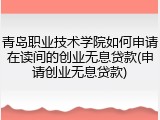 青岛职业技术学院如何申请在读间的创业无息贷款(申请创业无息贷款)