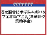 酒泉职业技术学院有哪些奖学金和助学金呢(酒泉职校奖助学金)