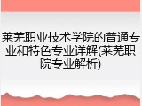 莱芜职业技术学院的普通专业和特色专业详解(莱芜职院专业解析)