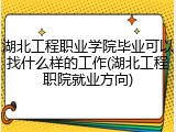 湖北工程职业学院毕业可以找什么样的工作(湖北工程职院就业方向)
