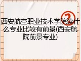 西安航空职业技术学院读什么专业比较有前景(西安航院前景专业)