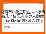 湖南石油化工职业技术学院有几个校区,有多少人(湖南石化职院校区及人数)